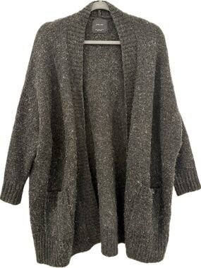 Zara Charcoal Open-Front Knit Cardigan with Pockets